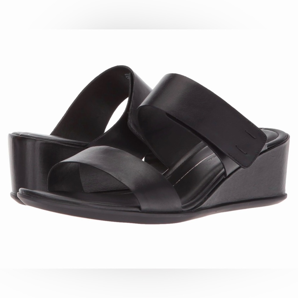ECCO Women's Black Shape 35 Wedge 2-Strap Slide Sandal | EU 40 - US 9-9.5 | NIB
